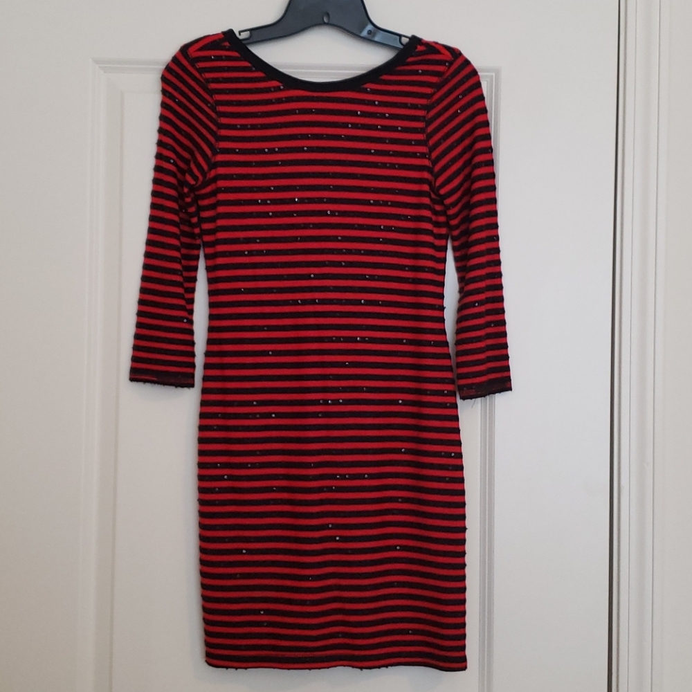 Express Red and Black Bodycon Dress